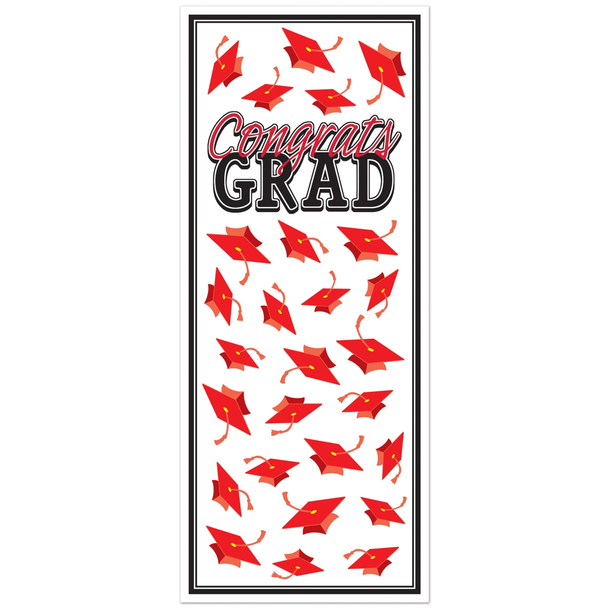 Picture of Beistle 56450-R 6 x 30 in. Congrats Grad Door Cover&#44; Red - Pack of 12