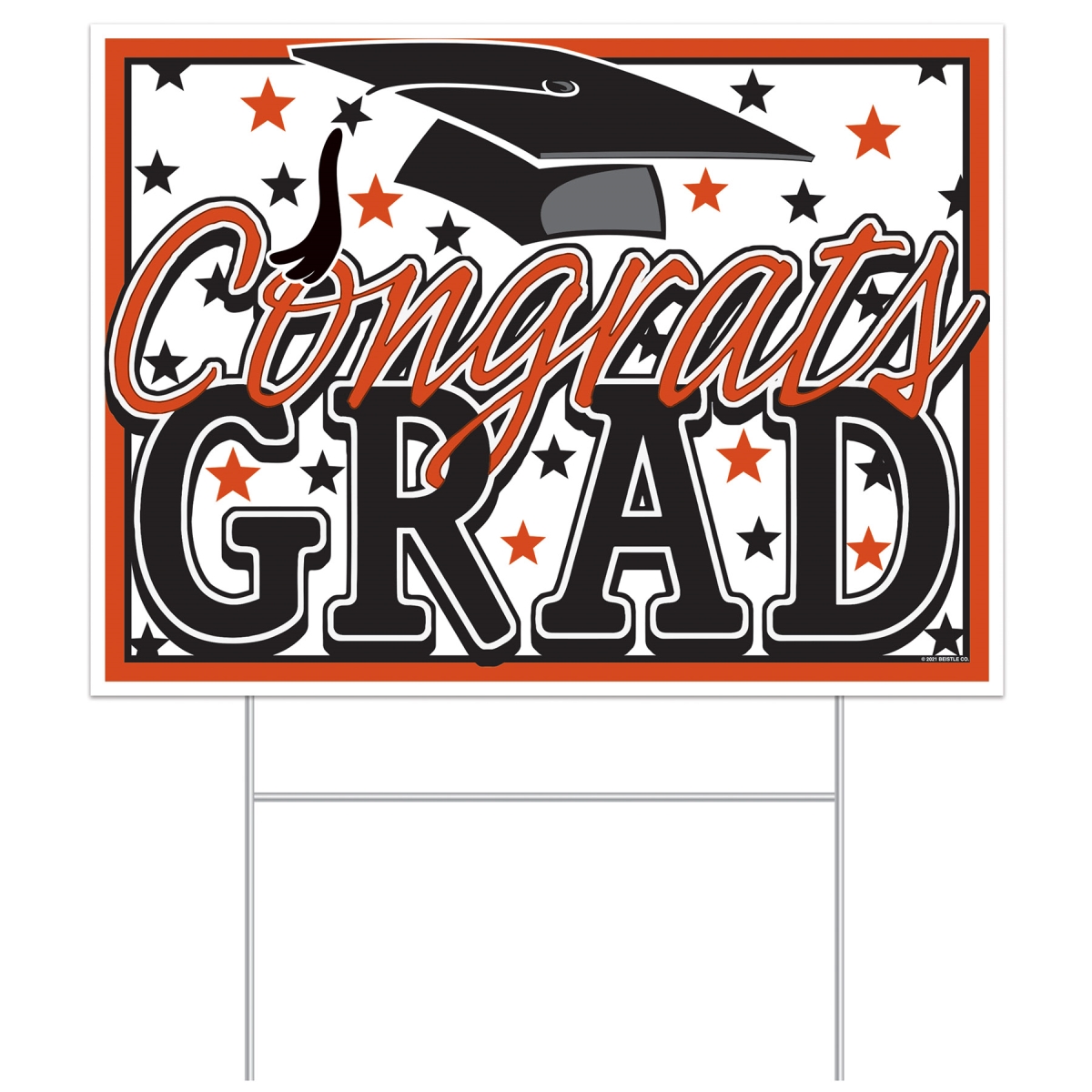 Picture of Beistle 53921-O Plastic Congrats Grad Yard Sign - Pack of 12