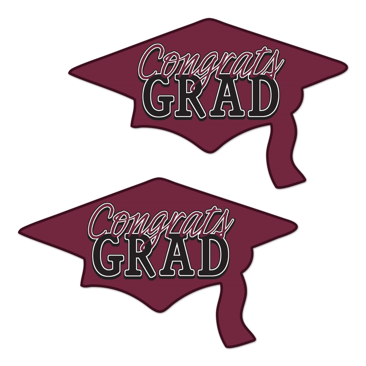 Picture of Beistle 56453-BU 22.25 x 36.75 in. Congrats Grad Cutouts&#44; Burgundy - Pack of 12
