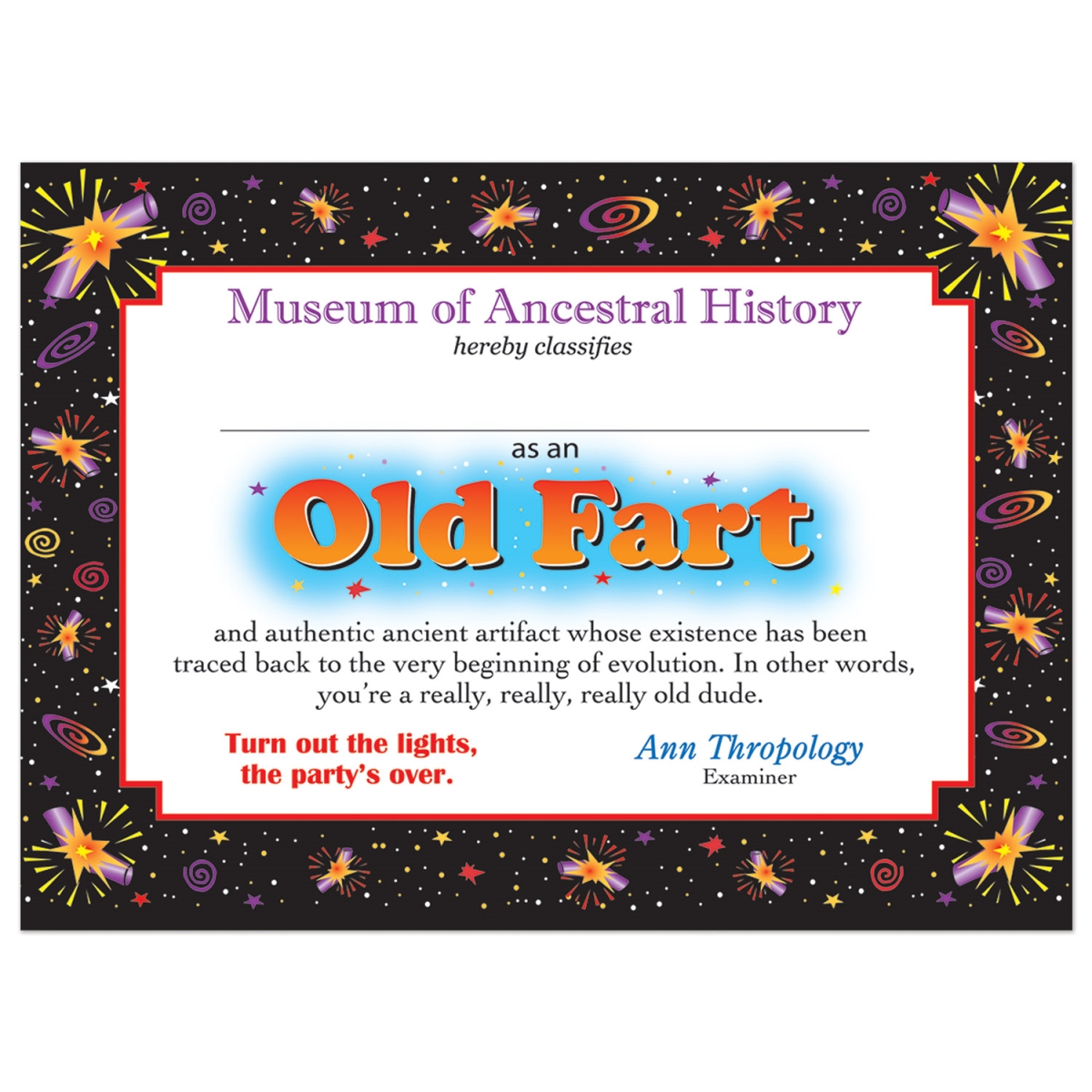 Picture of Beistle CG036 Old Fart Certificate - Pack of 12