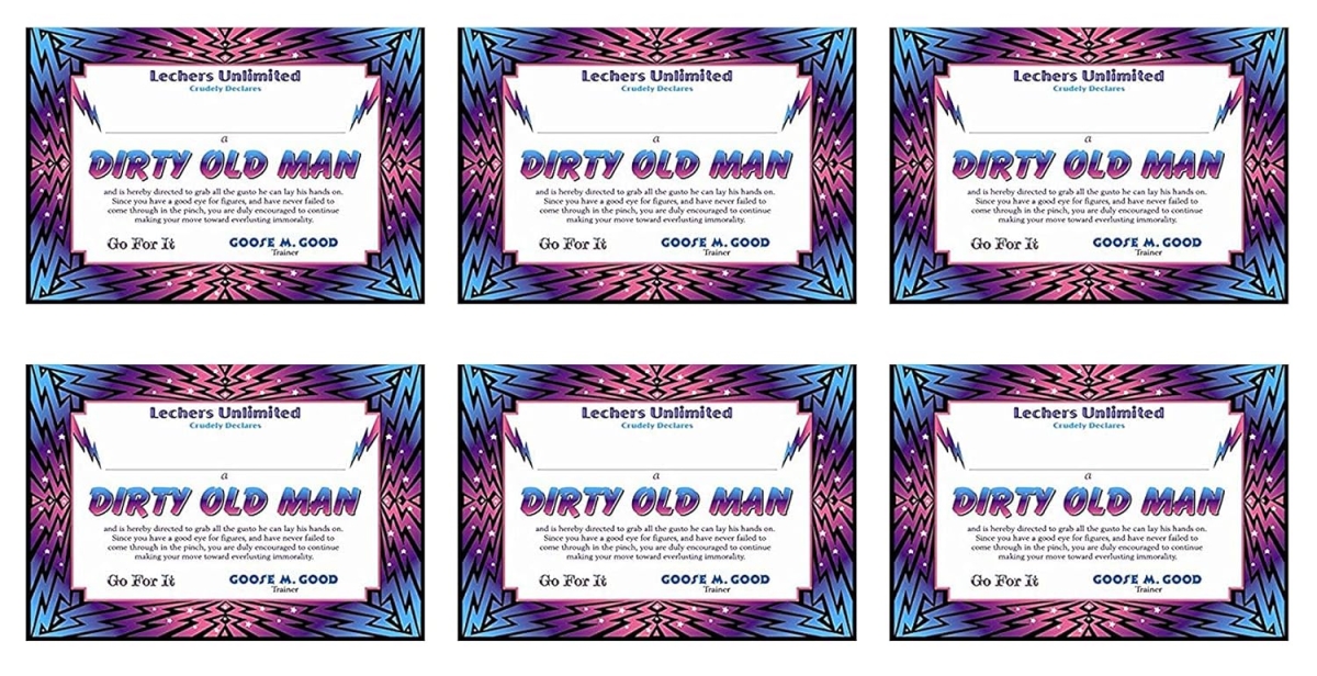 Picture of Beistle CG100 Dirty Old Man Certificate - Pack of 12