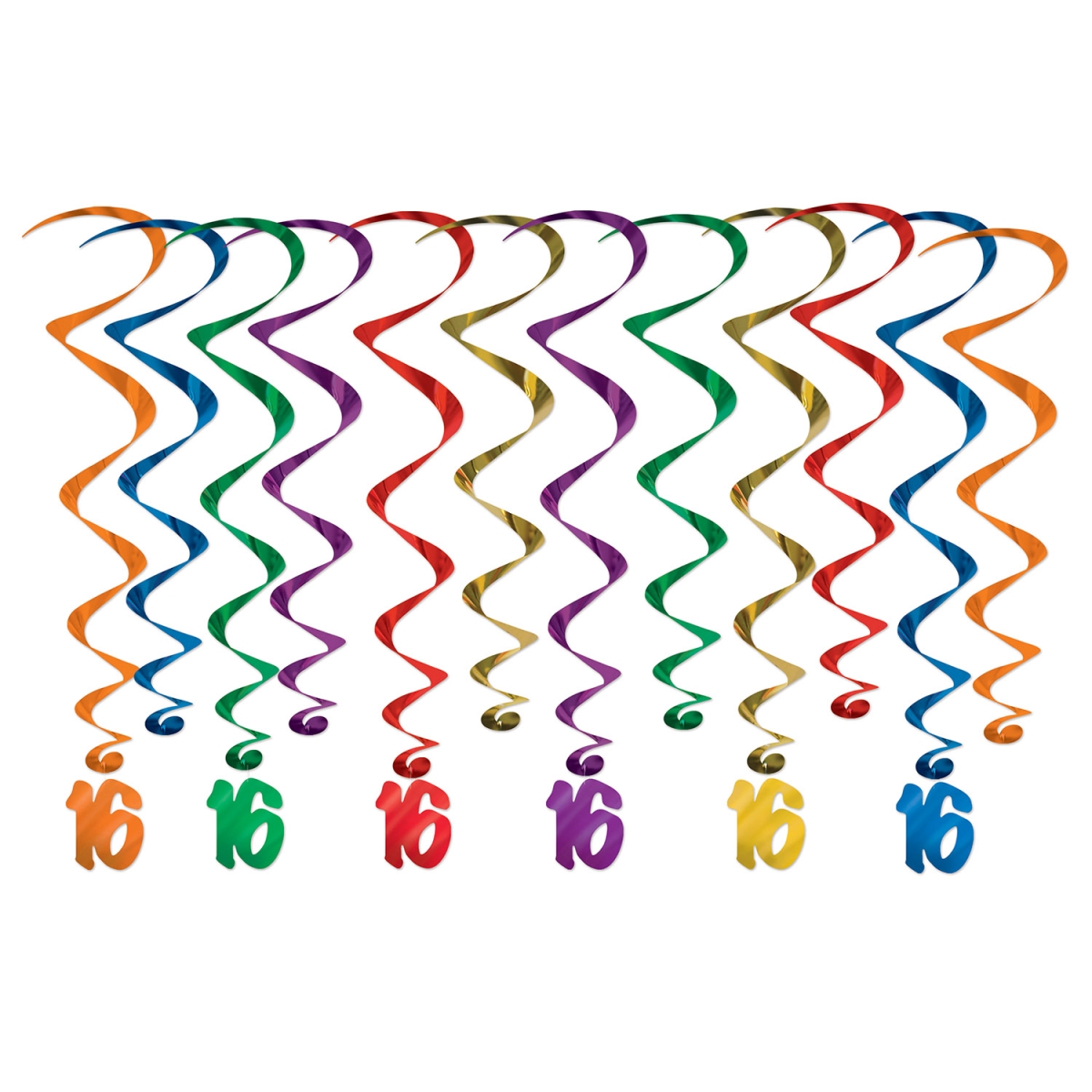 Picture of Beistle 53560-16 16th Birthday Hanging Whirls Decorations - Pack of 12