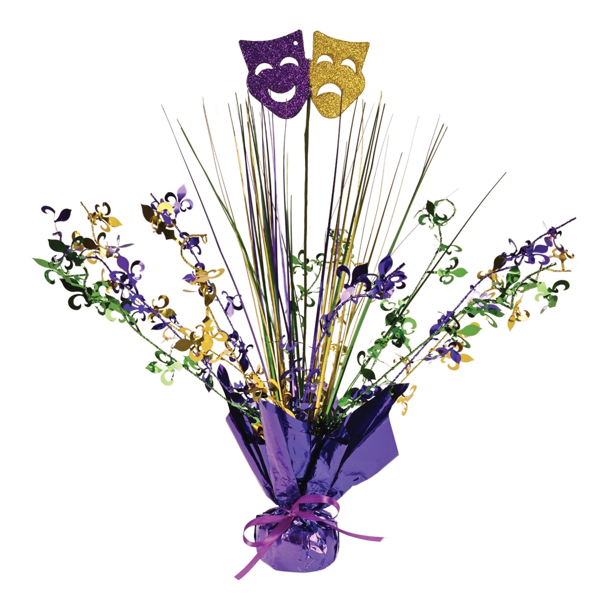 Picture of Beistle 56436 15 in. Mardi Gras Gleam-N Spray Centerpiece for Party Supplies - Pack of 12