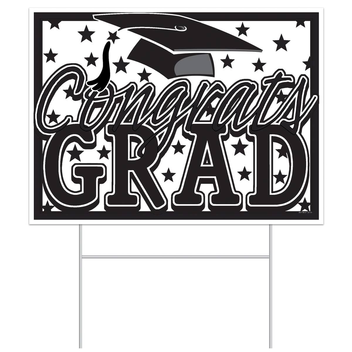 Picture of Beistle 53921-BK Plastic Congrats Grad Yard Sign - Pack of 12