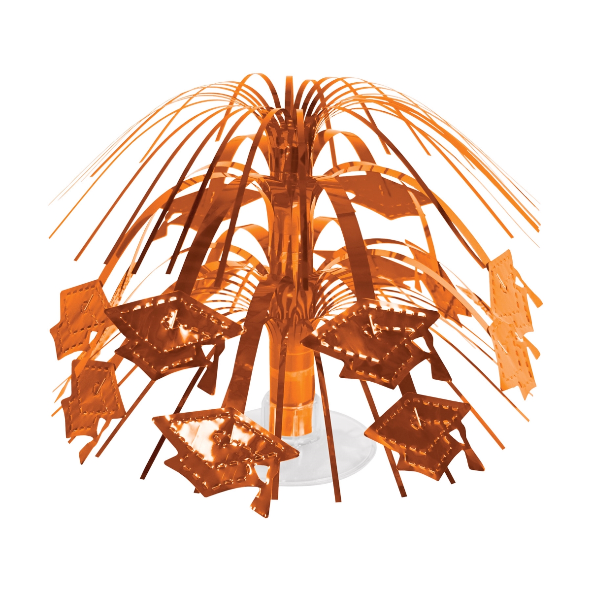 Picture of Beistle 56463-O 7.5 in. Grad Cap Mini Cascade Centerpiece for Party Supplies&#44; Orange - Pack of 12
