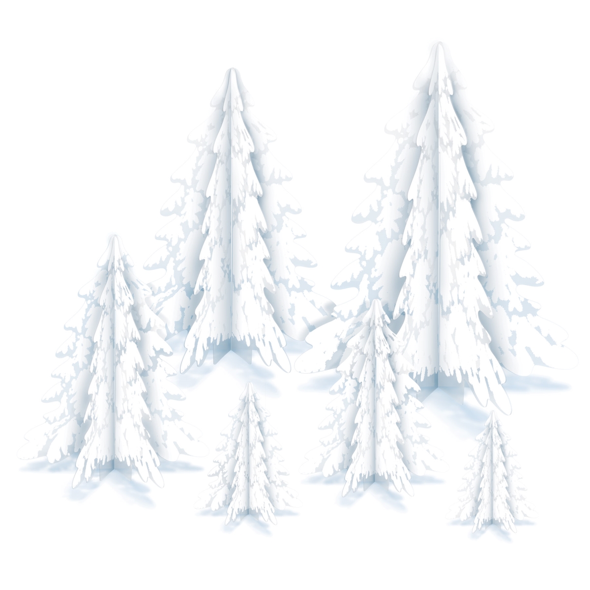 Picture of Beistle 20133 4-12.5 in. 3-D Clear Plastic Winter Pine Tree Centerpieces for Party Supplies - Pack of 12