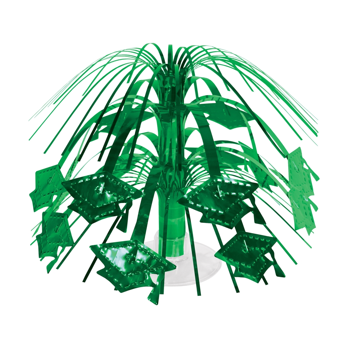 Picture of Beistle 56463-G 7.5 in. Grad Cap Mini Cascade Centerpiece for Party Supplies&#44; Green - Pack of 12