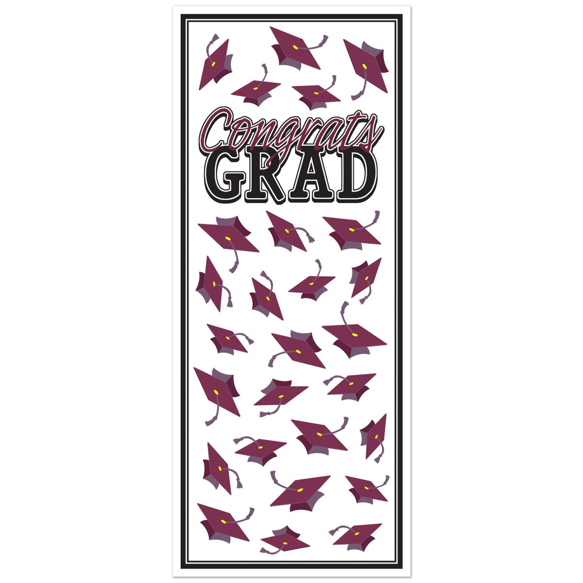 Picture of Beistle 56450-BU 6 x 30 in. Congrats Grad Door Cover&#44; Burgundy - Pack of 12