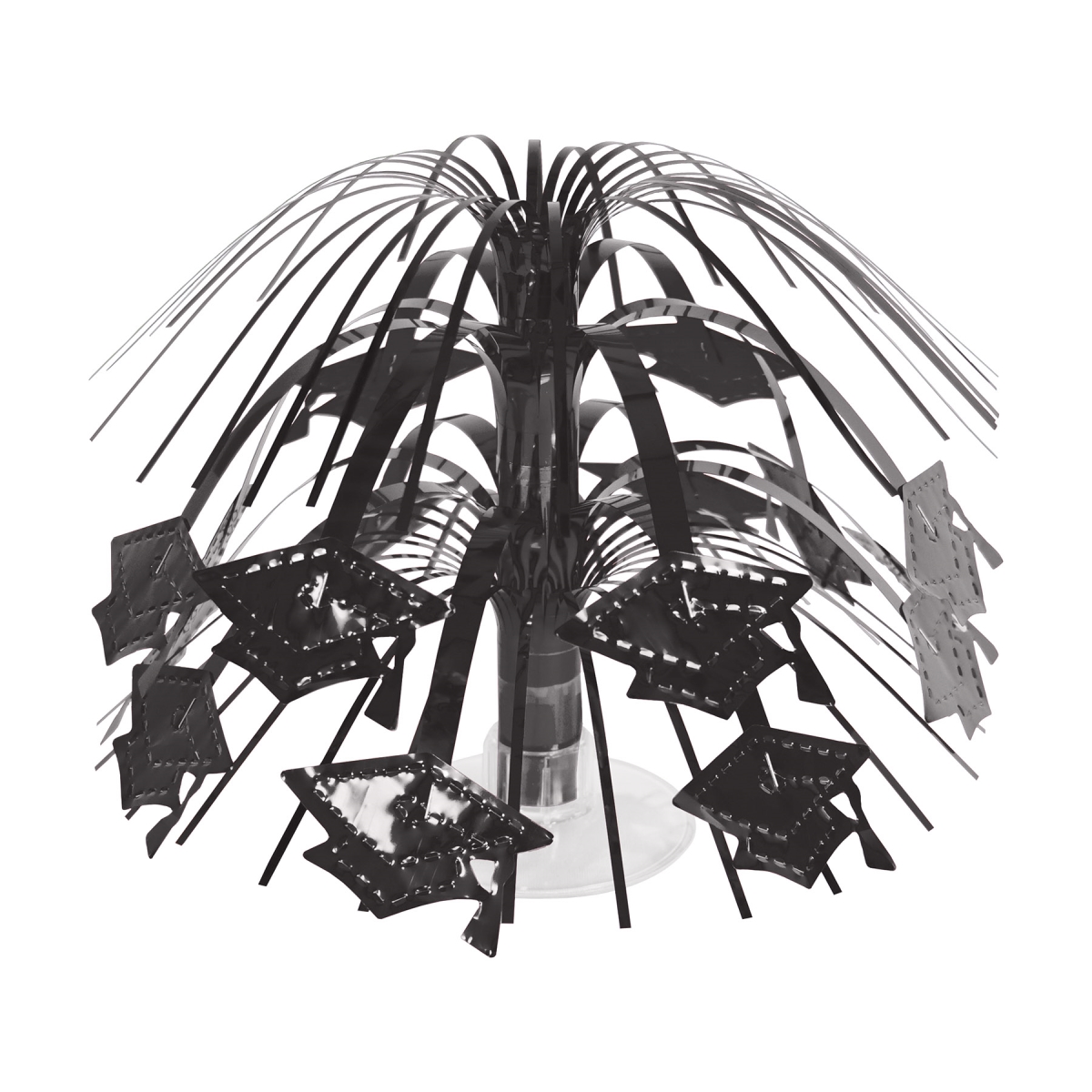 Picture of Beistle 56463-BK 7.5 in. Grad Cap Mini Cascade Centerpiece for Party Supplies&#44; Black - Pack of 12