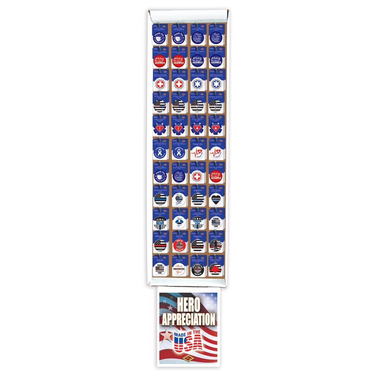 Picture of Beistle S100717 Service Hero Button Floor Display - Pack of 12