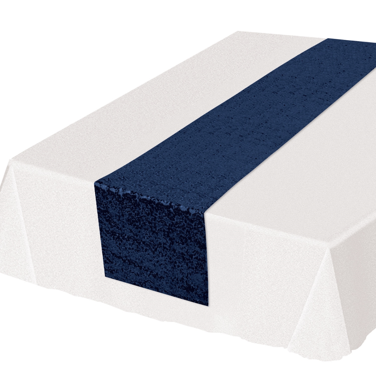 Beistle 54111-NY 11.25 x 6 ft. 3 in. Sequined Table Runner, Navy - Pack of 12