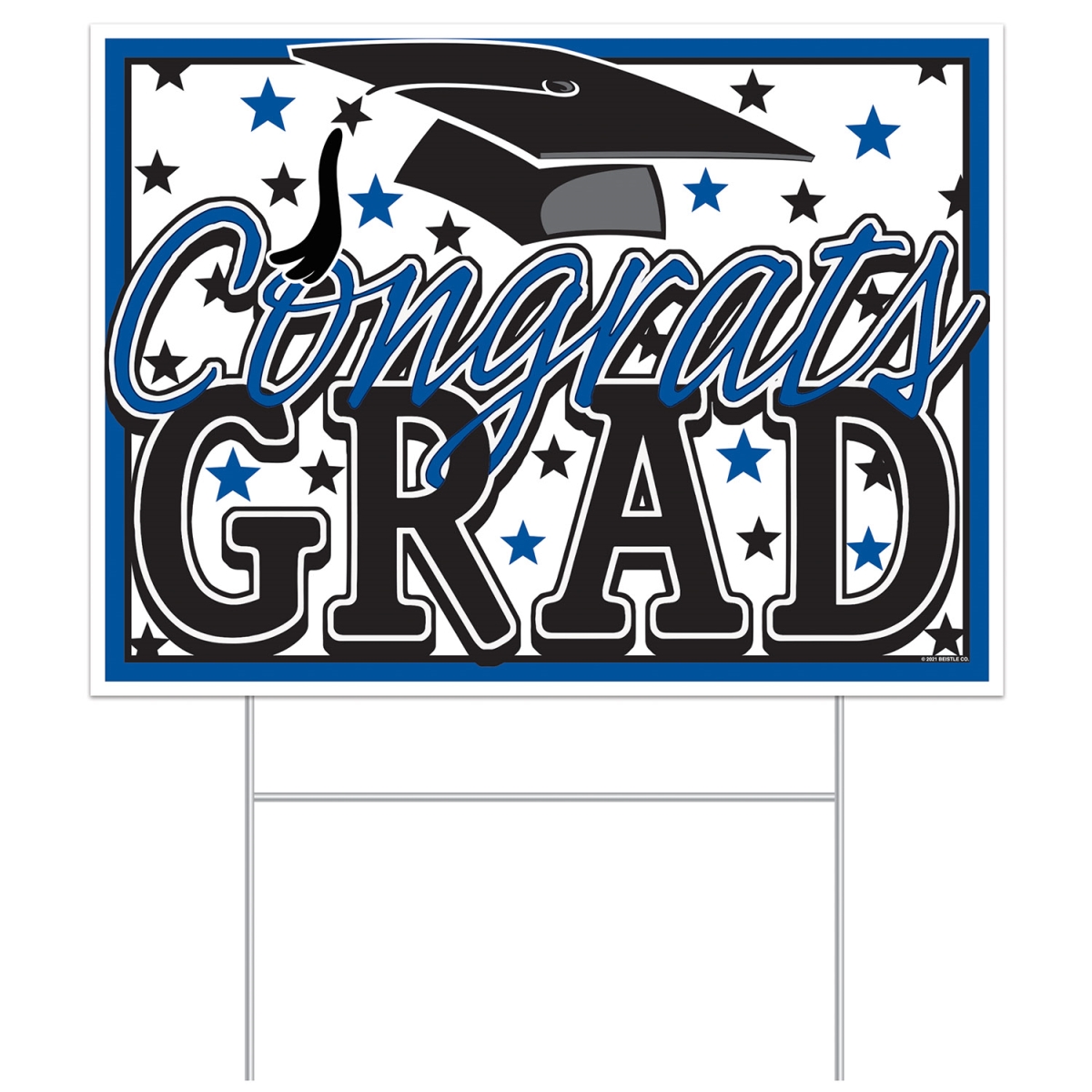 Picture of Beistle 53921-B 11.5 x 15.5 in. Plastic Congrats Grad Yard Sign&#44; Blue - Pack of 12
