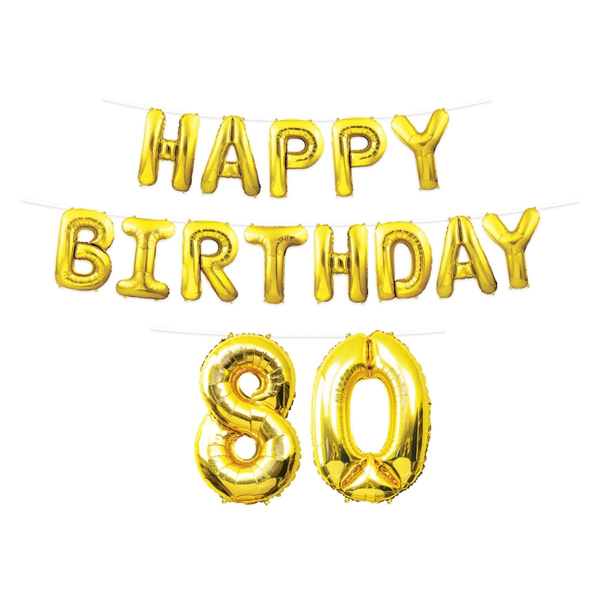 Picture of Beistle 53907-GD80 Happy Birthday 80 Streamer Balloon - Pack of 12