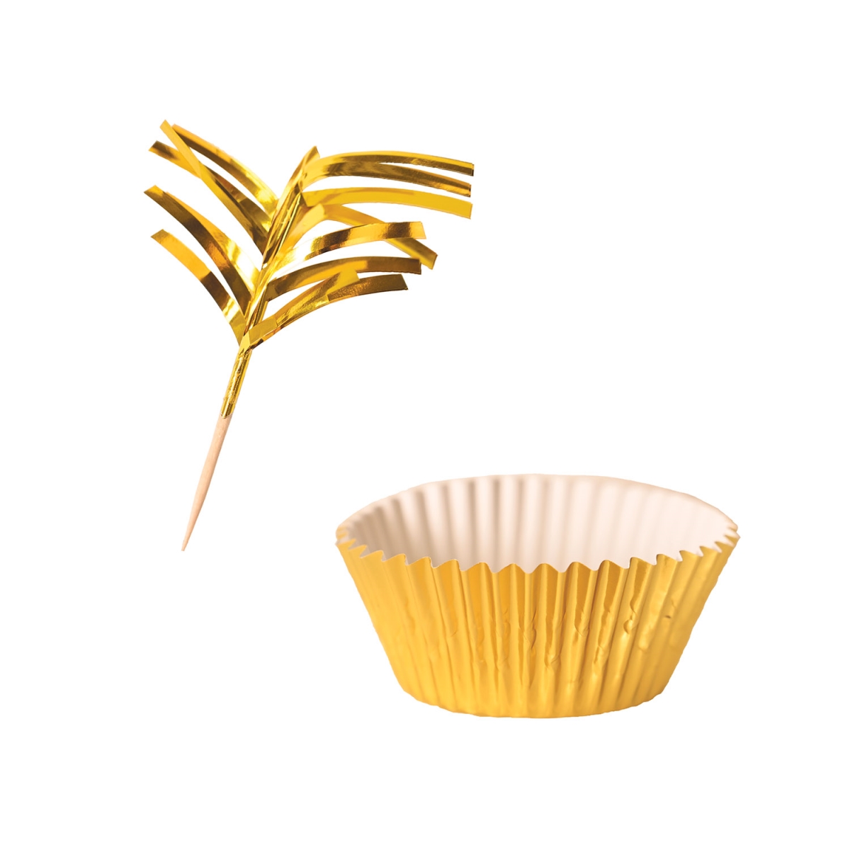 Picture of Beistle 53920-GD Metallic Cupcake Liners & Picks - Pack of 12