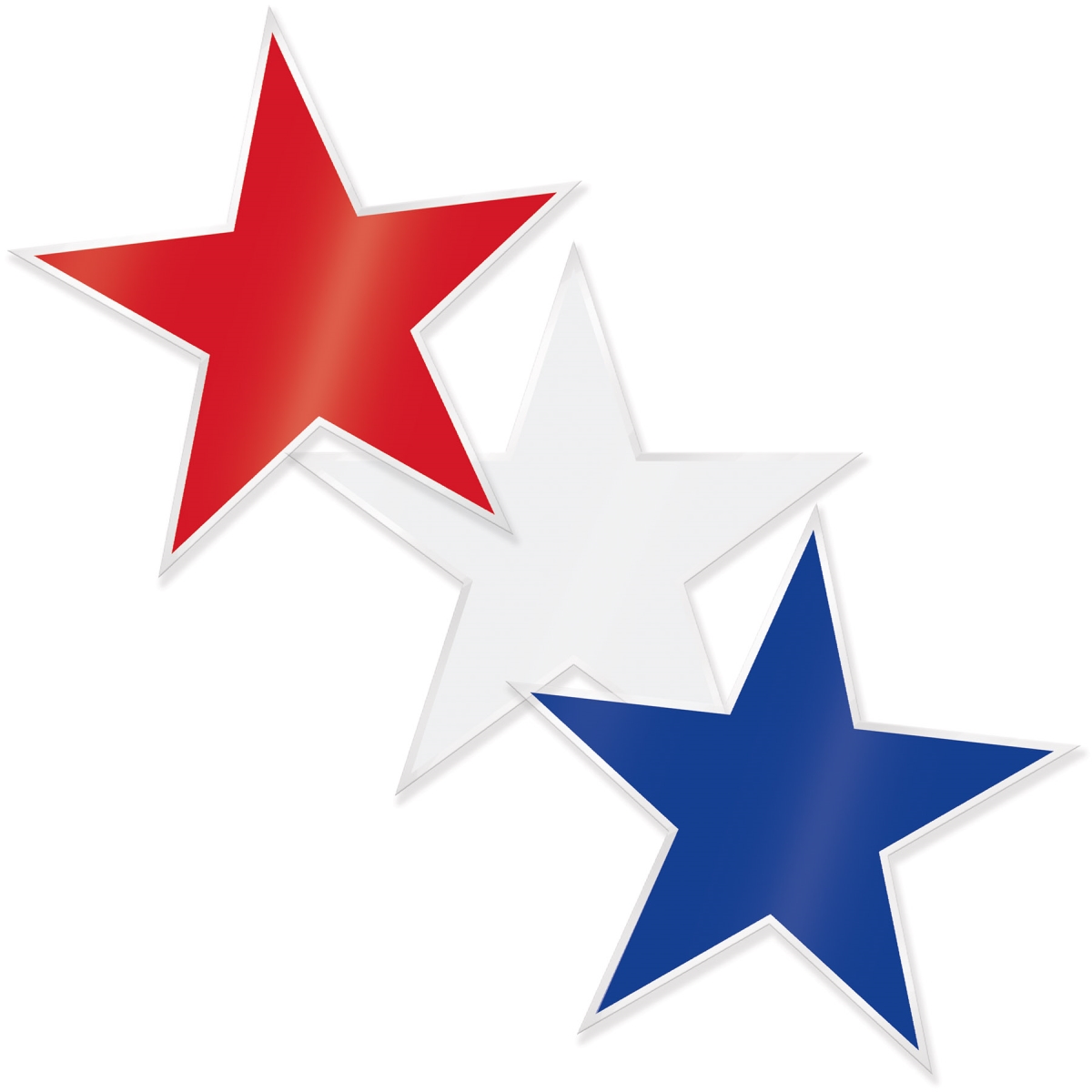 Beistle 53984-RWB 7.5 x 7.75 in. Plastic Star Cutouts, Assorted Color - Pack of 12