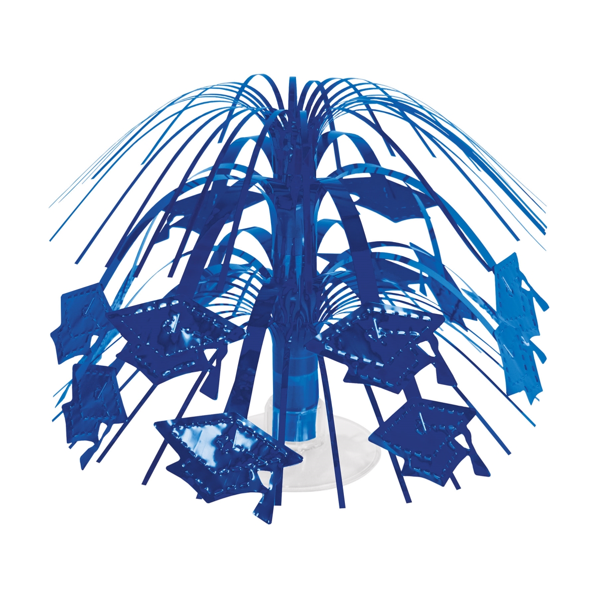 Picture of Beistle 56463-B 7.5 in. Grad Cap Mini Cascade Centerpiece for Party Supplies&#44; Blue - Pack of 12
