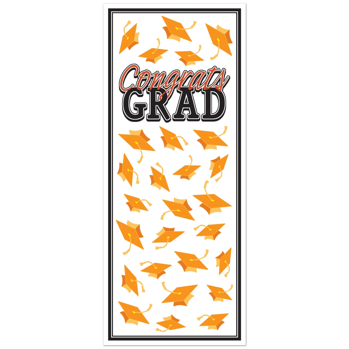 Picture of Beistle 56450-O 6 x 30 in. Congrats Grad Door Cover&#44; Orange - Pack of 12