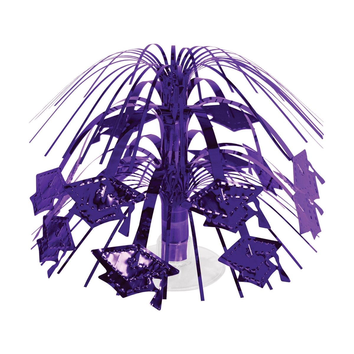Picture of Beistle 56463-PL 7.5 in. Grad Cap Mini Cascade Centerpiece for Party Supplies&#44; Purple - Pack of 12