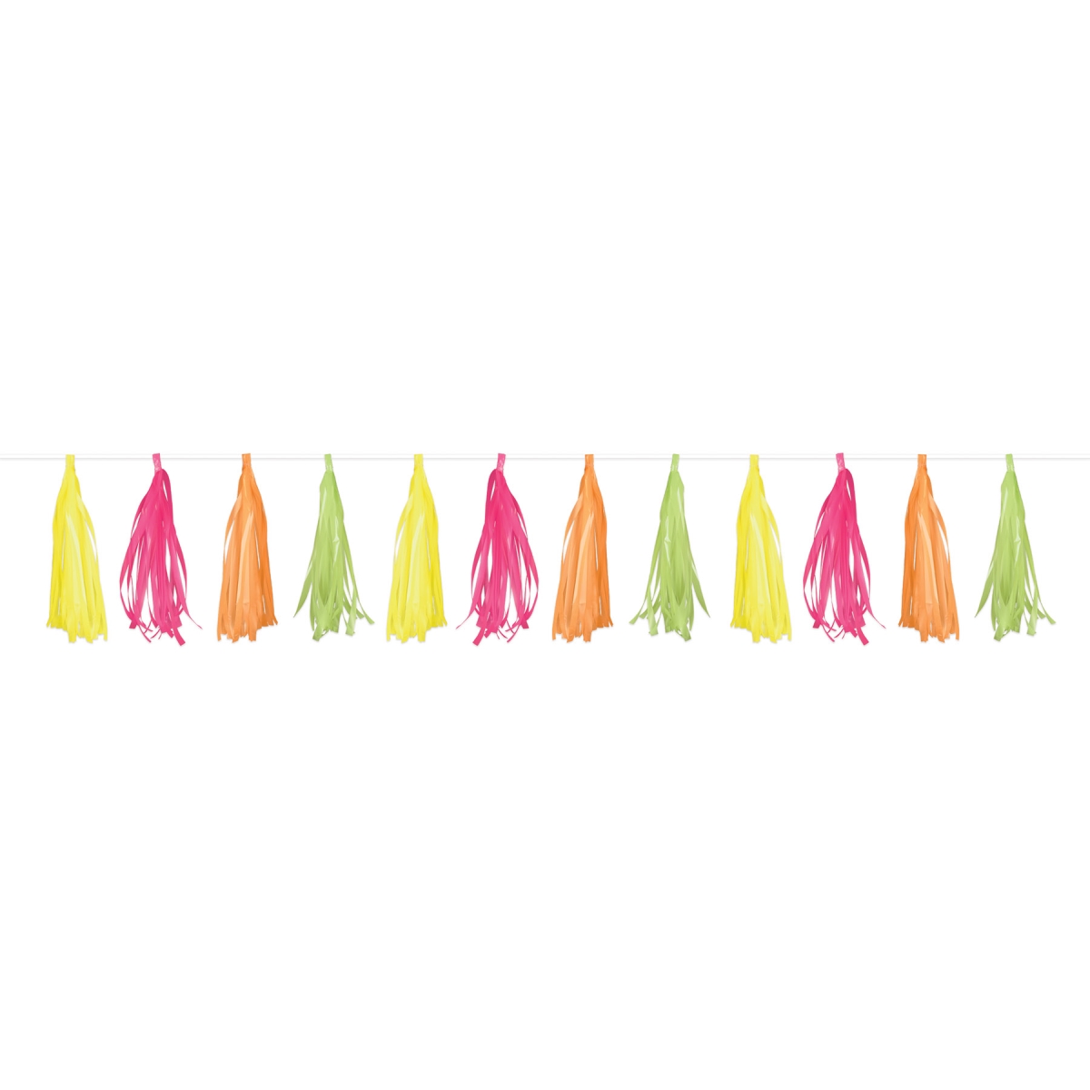 Picture of Beistle 56465-N 9.75 x 8 ft. Plastic Tassel Garland&#44; Neon - Pack of 12