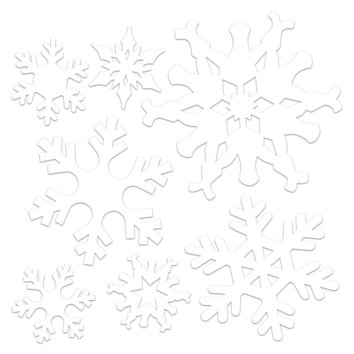 Beistle 22756 4.5-12 in. Plastic Die-Cut Snowflakes - Pack of 12