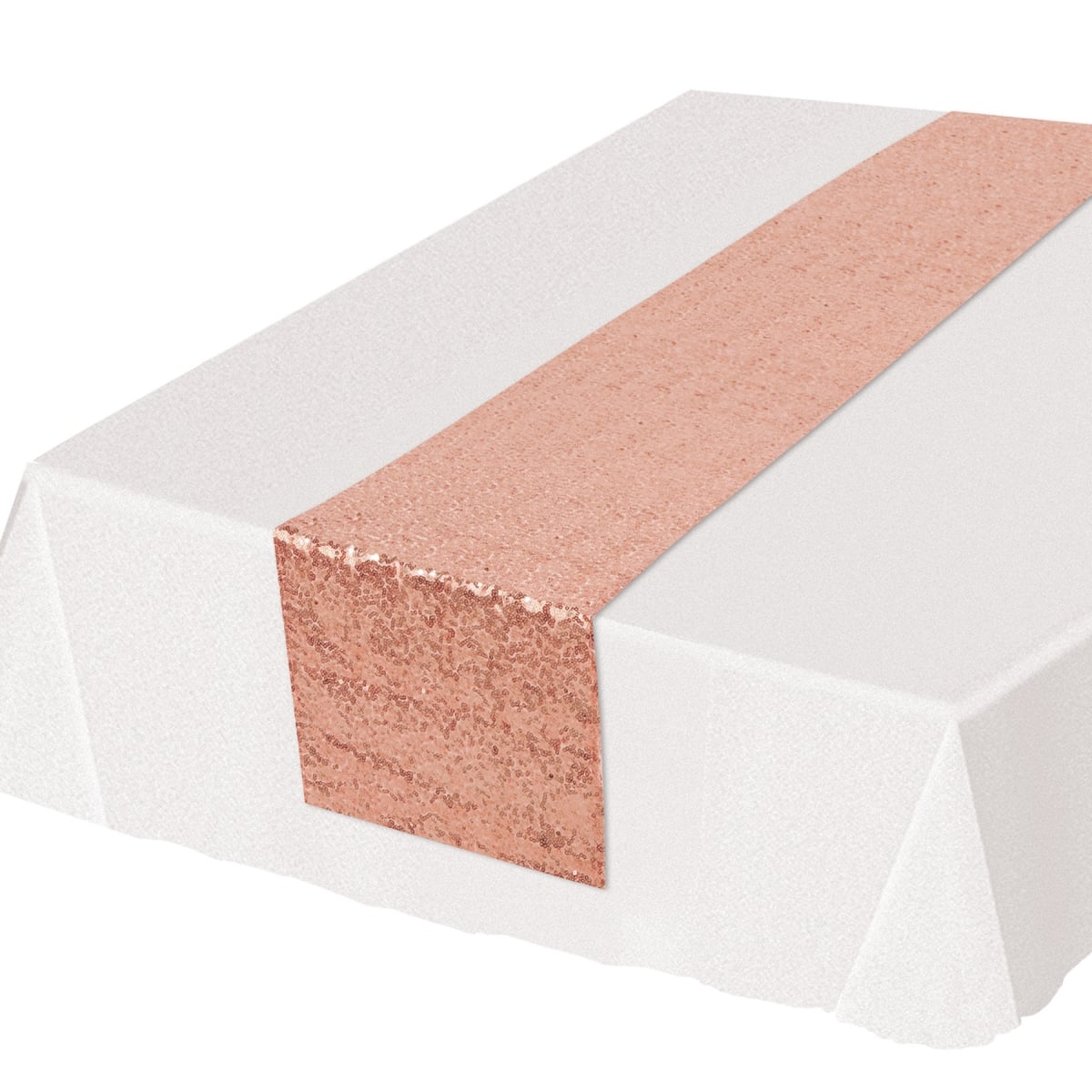 Beistle 54111RSEGD 11.25 x 6 ft. 3 in. Sequined Table Runner, Rose Gold - Pack of 12