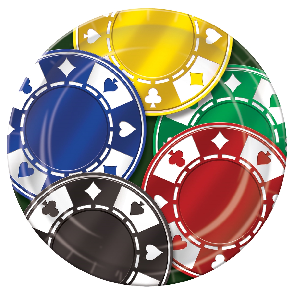 Beistle 56248 9 in. Poker Chips Plates - Pack of 12
