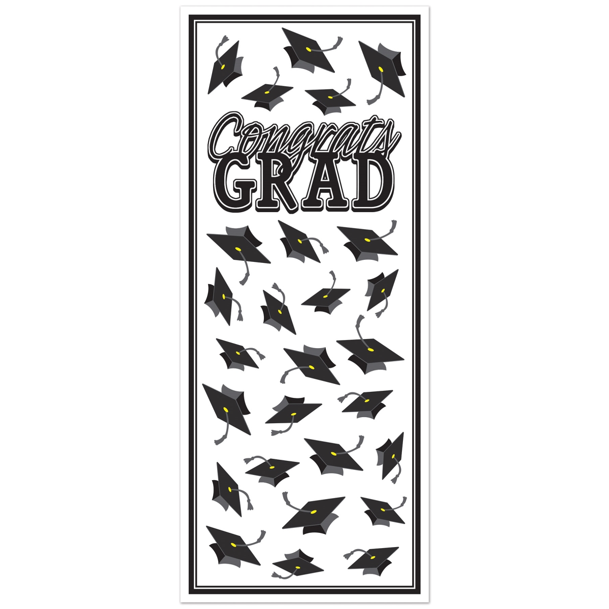 Picture of Beistle 56450-BK 6 x 30 in. Congrats Grad Door Cover&#44; Black - Pack of 12