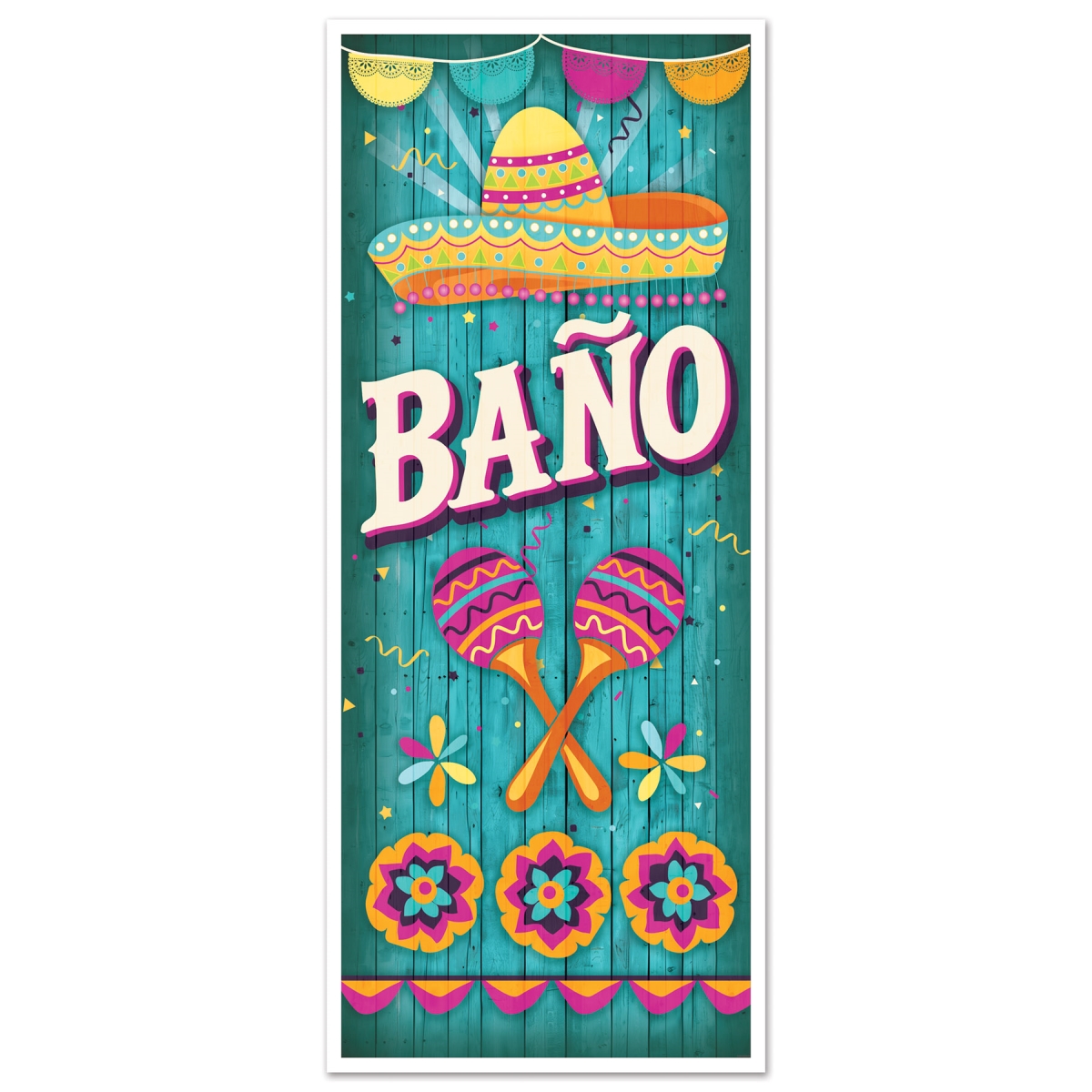 Picture of Beistle 56452 6 x 30 in. Bano Door Cover - Pack of 12