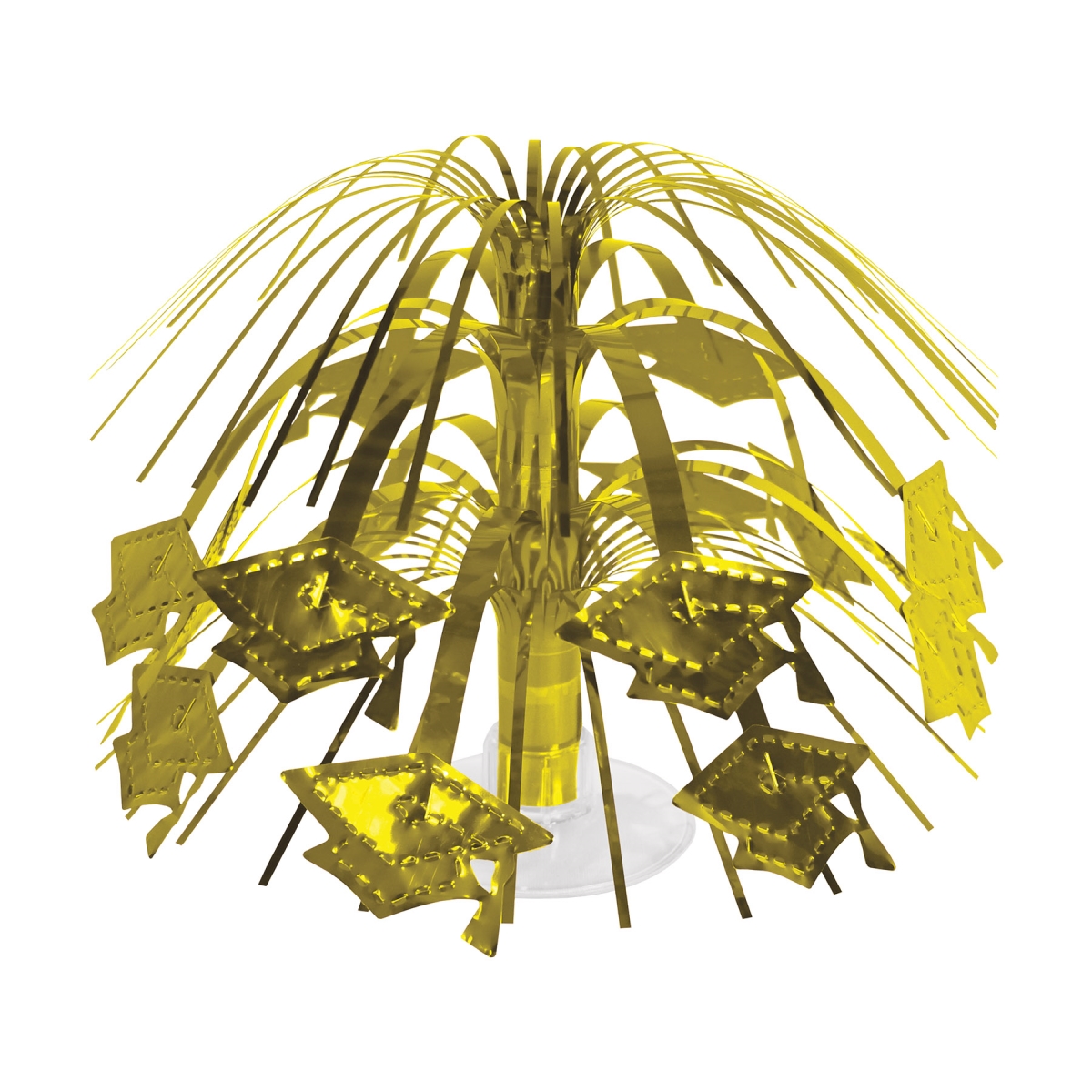 Picture of Beistle 56463-GD 7.5 in. Grad Cap Mini Cascade Centerpiece for Party Supplies&#44; Gold - Pack of 12