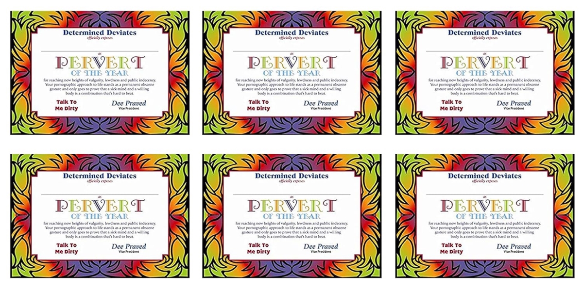 Picture of Beistle CG107 Pervert of The Year Certificate - Pack of 12