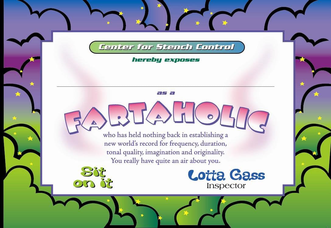 Picture of Beistle CG108 Fartaholic Certificate for Party Supplies - Pack of 12