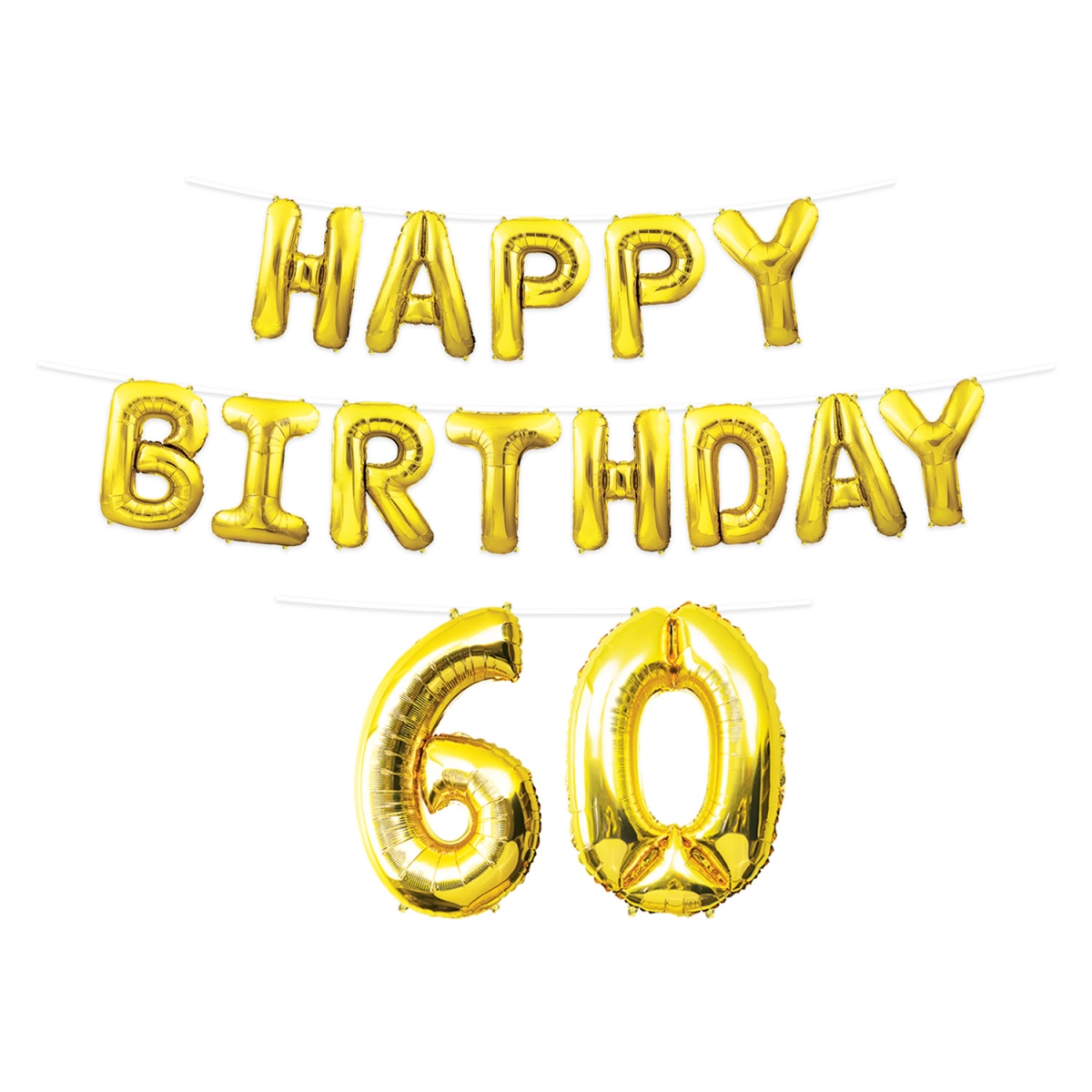 Picture of Beistle 53909-GD60 Happy Birthday 60 Streamer Balloon - Pack of 12