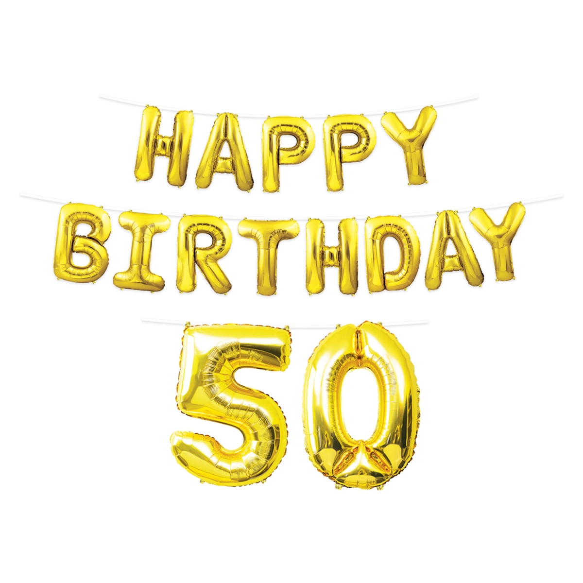 Picture of Beistle 53910-GD50 Happy Birthday 50 Streamer Balloon - Pack of 12
