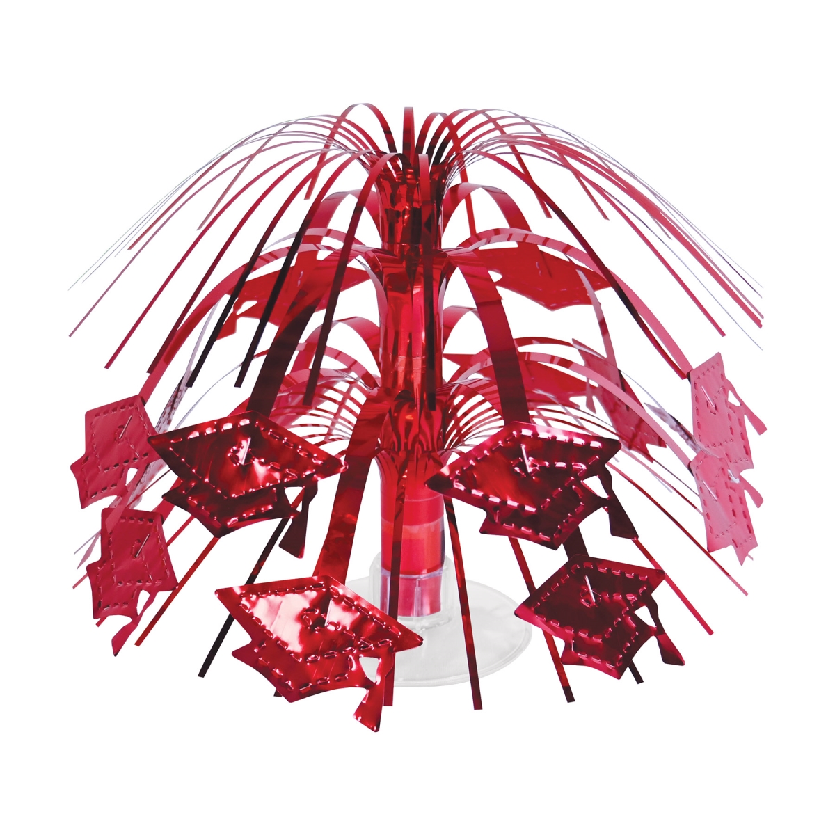 Picture of Beistle 56463-R 7.5 in. Grad Cap Mini Cascade Centerpiece for Party Supplies&#44; Red - Pack of 12