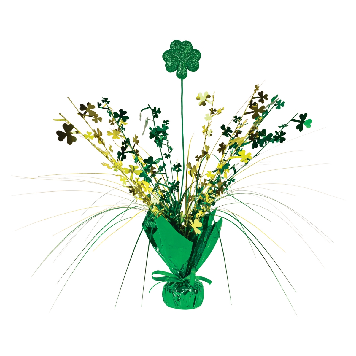 Picture of Beistle 30722 15 in. Shamrock Gleam N Spray Centerpiece for Party Supplies - Pack of 12