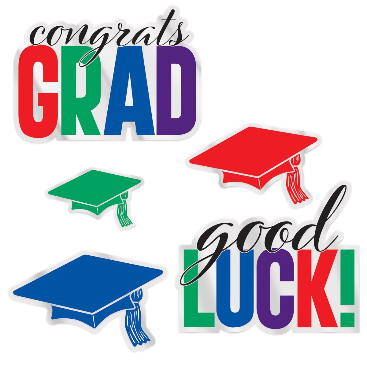 Beistle 53980-MC Plastic Congrats Grad Cutouts - Pack of 12