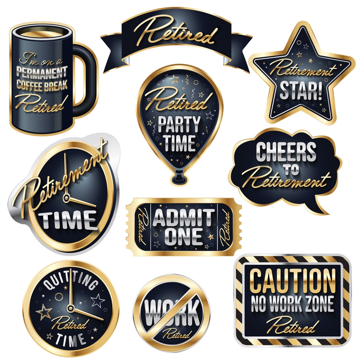 Picture of Beistle 56504 6 in. - 11 in. Happy Retirement Photo Fun Signs Case - Pack of 12