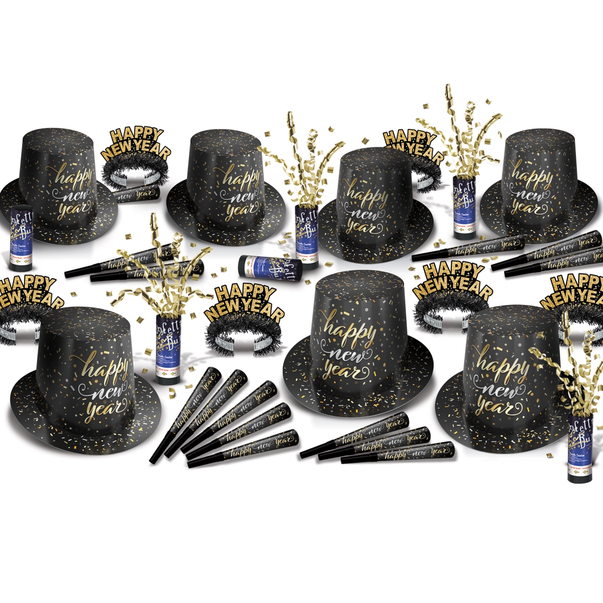 Beistle 88455BK50 Confetti New Year Assorted Party Hat - Pack of 50