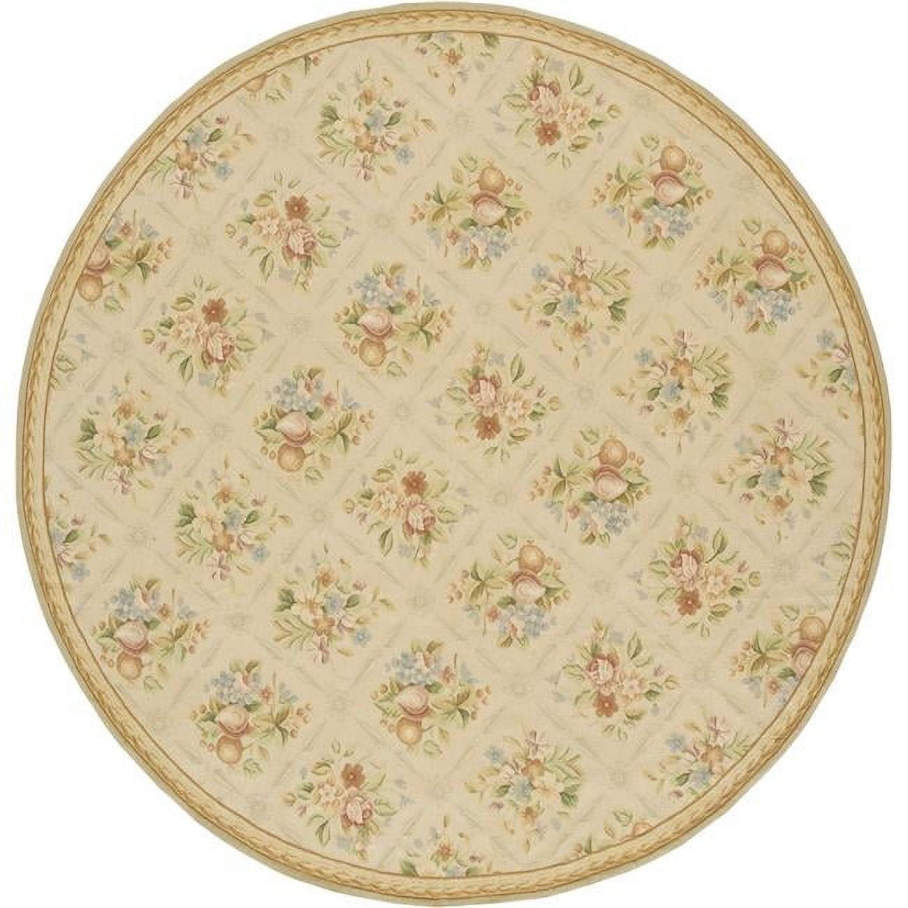 Picture of Aubusson Weave 973010 8 x 8 ft. Arras Flat Woven Round Area Rug&#44; Ivory & Beige