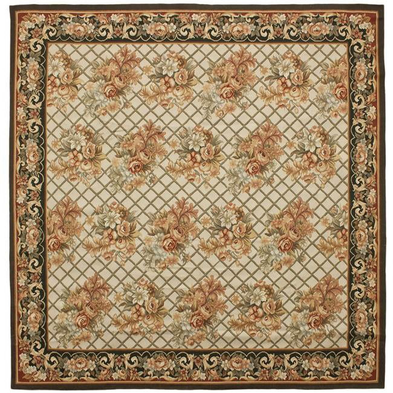 973641 13 ft. 7 in. x 14 ft. 4 in. Lyon Flat Woven Square Area Rug, Ivory & Charcoal
