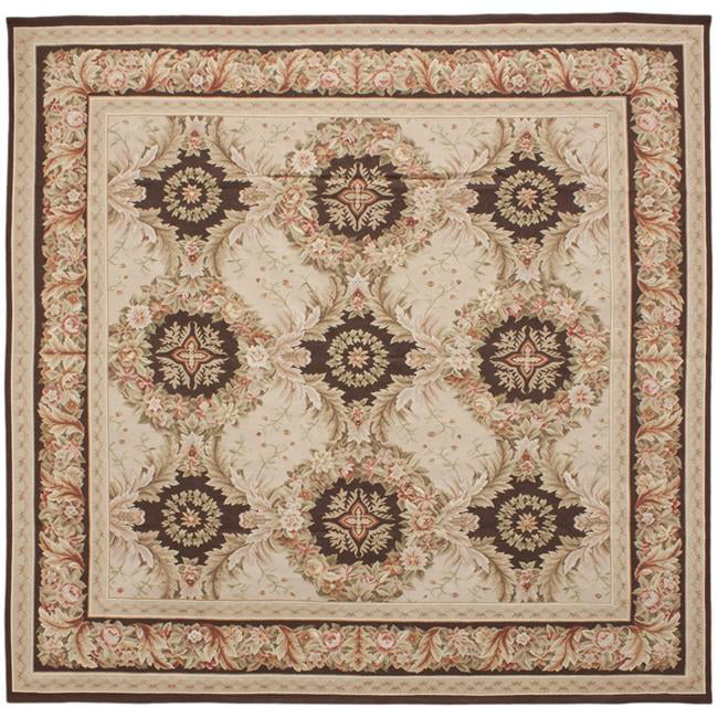 Picture of Aubusson Weave 973747 6 ft. 1 in. x 6 ft. 2 in. Gueret Flat Woven Round Area Rug&#44; Pink & Brown