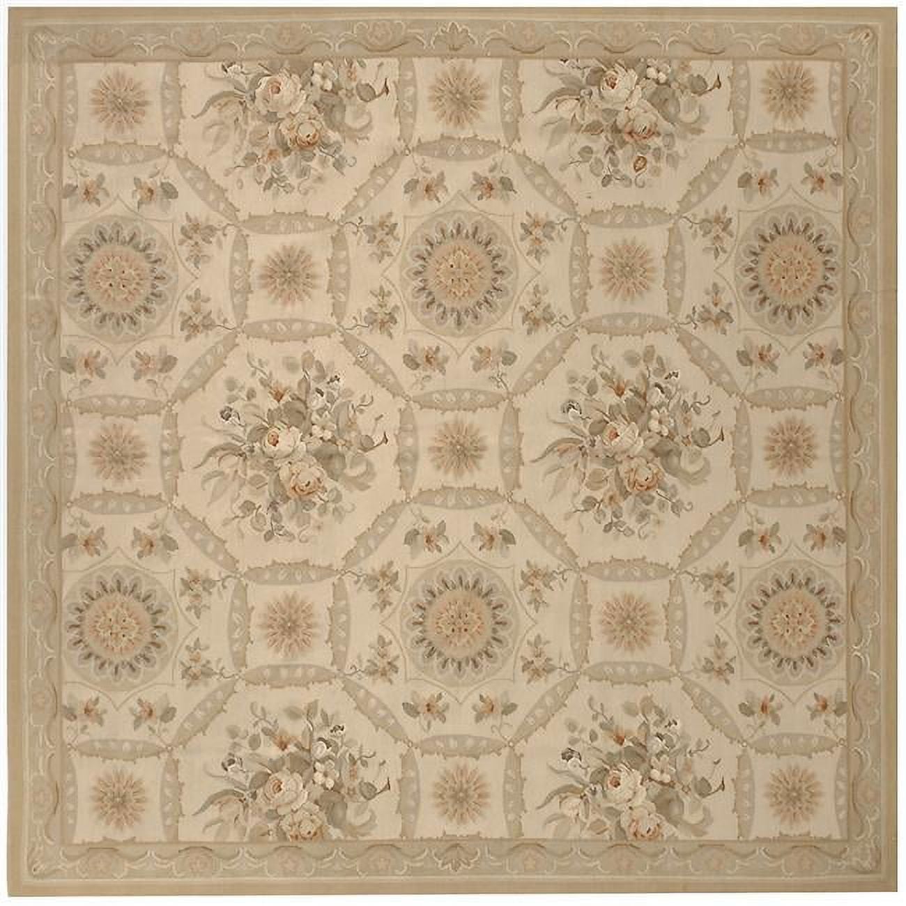 Relms Flat Woven Square Area Rug - Ivory & Gold - 13 ft. 9 in. x 14 ft. 4 in.