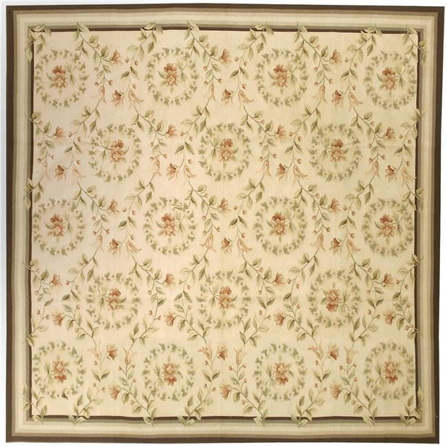 Picture of Aubusson Weave 973977 6 ft. 1 in. x 6 ft. 2 in. Rouen Flat Woven Round Area Rug, Ivory