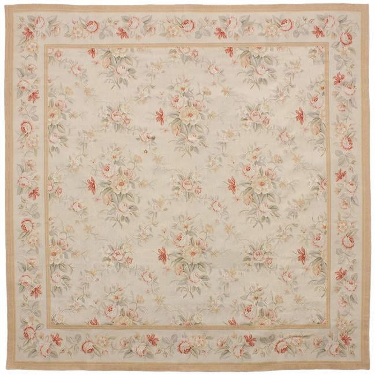Niort Flat Woven Square Area Rug - Cream & Cream