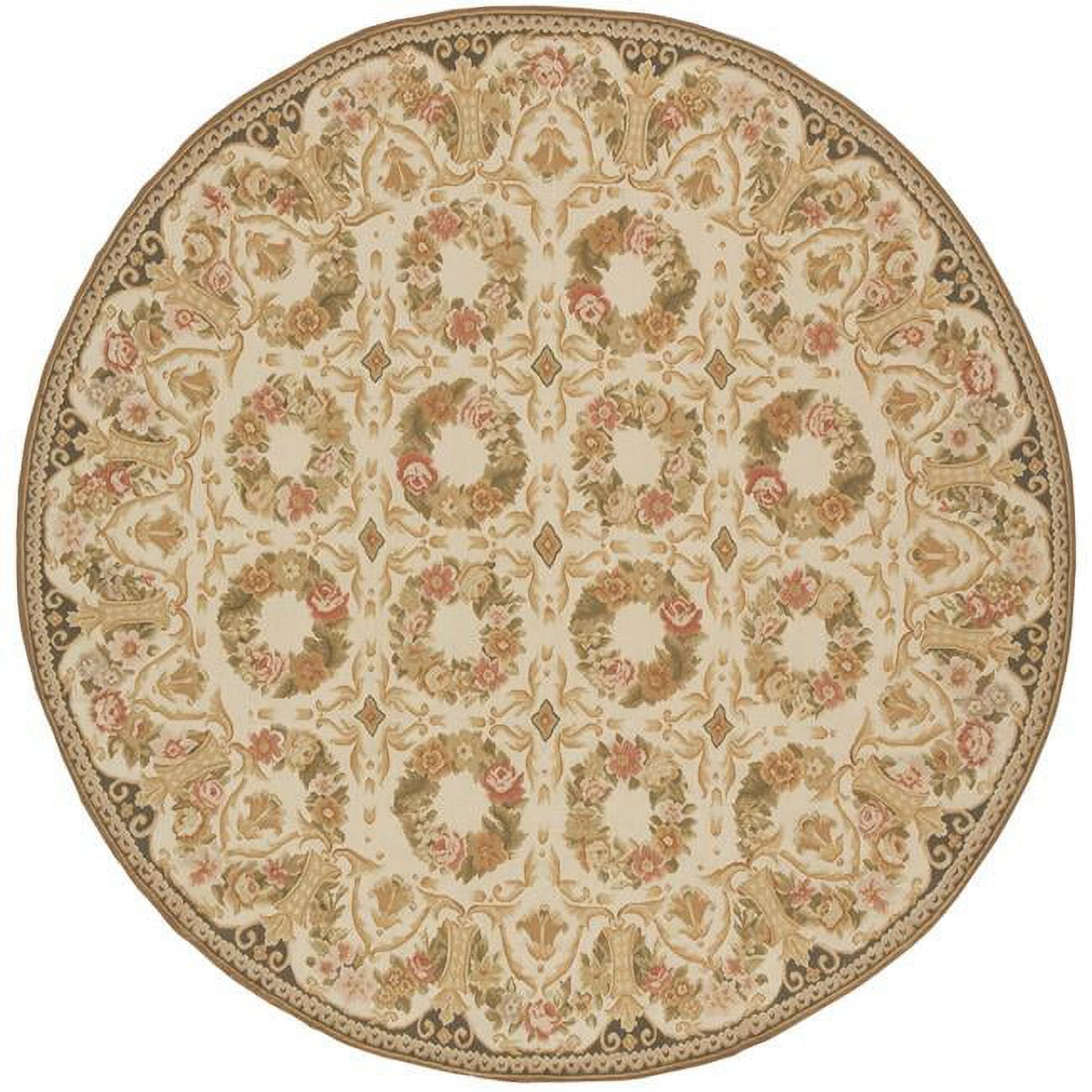 Picture of Aubusson Weave 981223 8 x 8 ft. Bayonne Flat Woven Round Area Rug, Cream