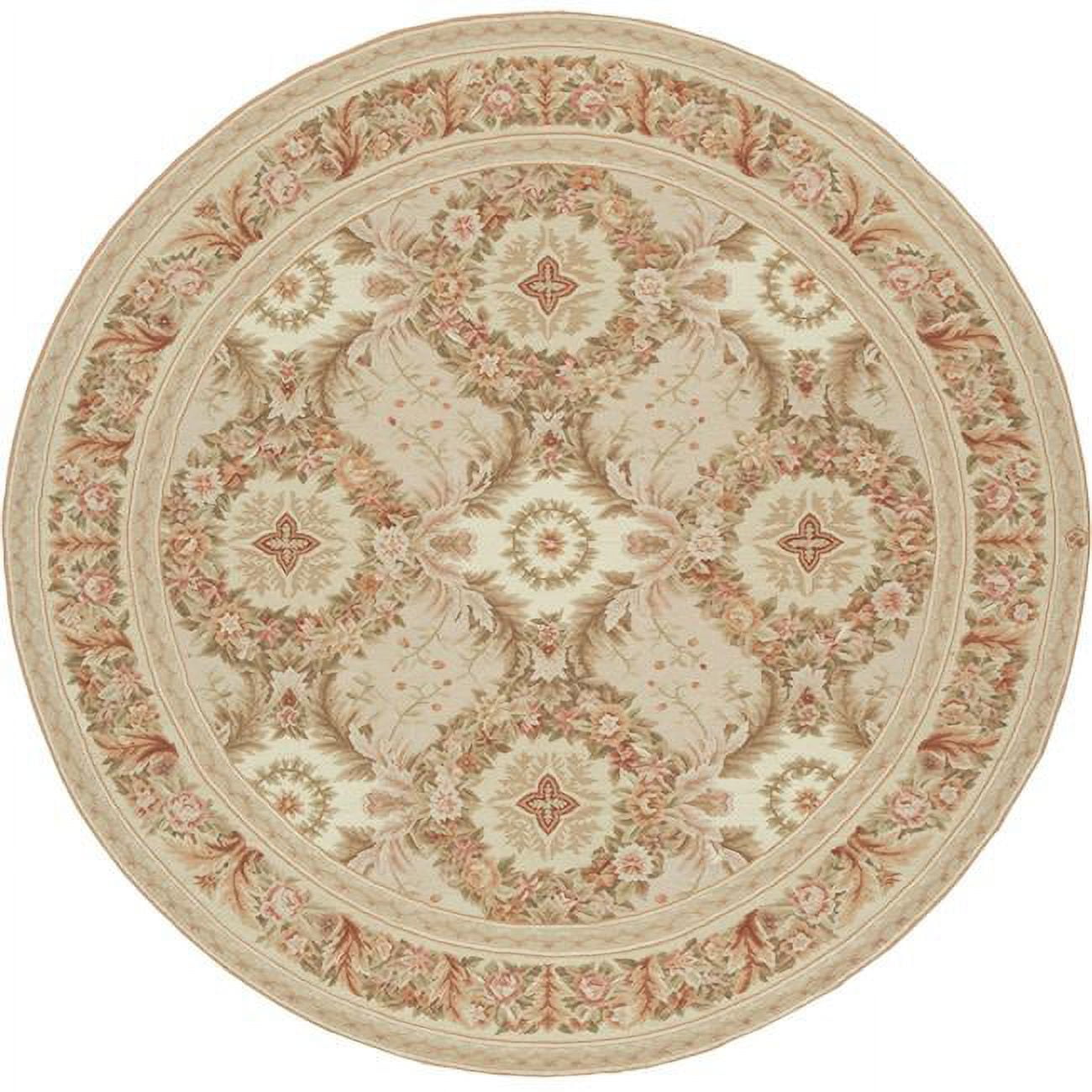 Picture of Aubusson Weave 981292 8 x 8 ft. Gueret Flat Woven Round Area Rug&#44; Pink & Cream