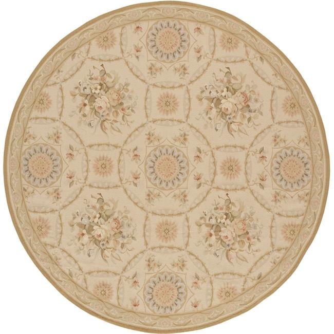 Picture of Aubusson Weave 981513 6 x 6 ft. Reims Flat Woven Round Area Rug&#44; Ivory & Gold