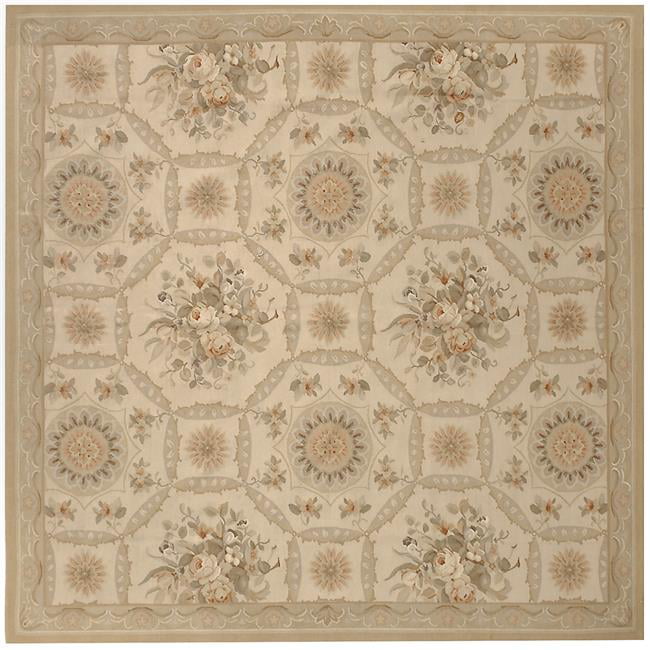 Reims Flat Woven Square Area Rug - Ivory & Gold - 8 x 8 ft.