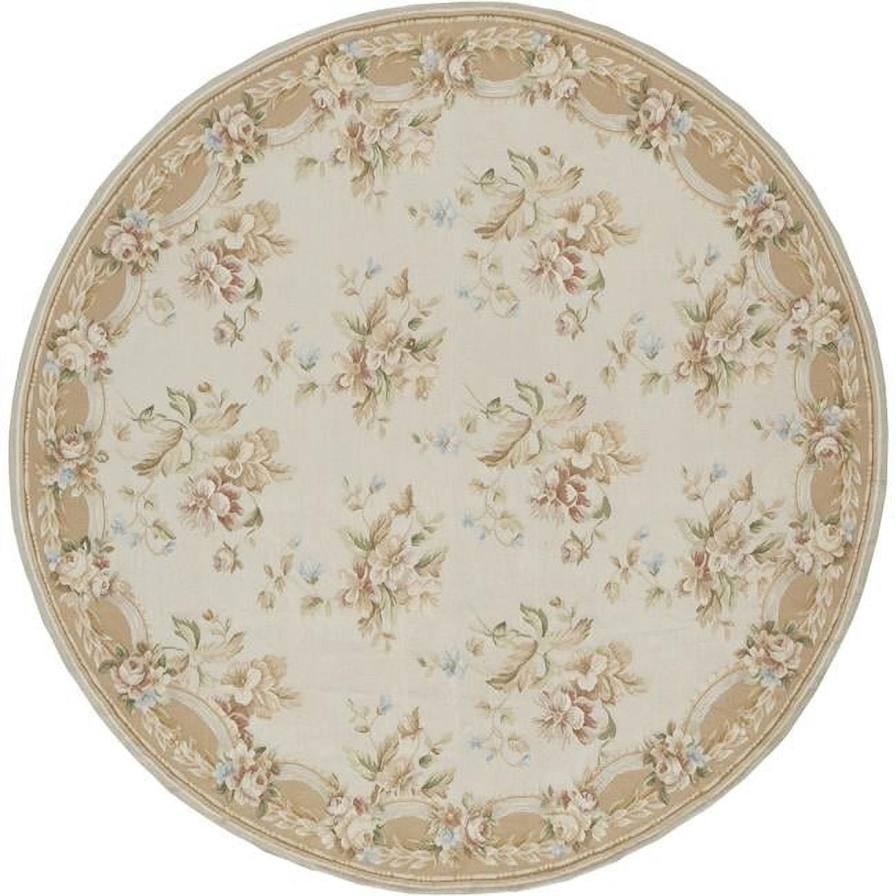 Picture of Aubusson Weave 981851 8 x 8 ft. Belfort Flat Woven Round Area Rug&#44; Ivory & Peach