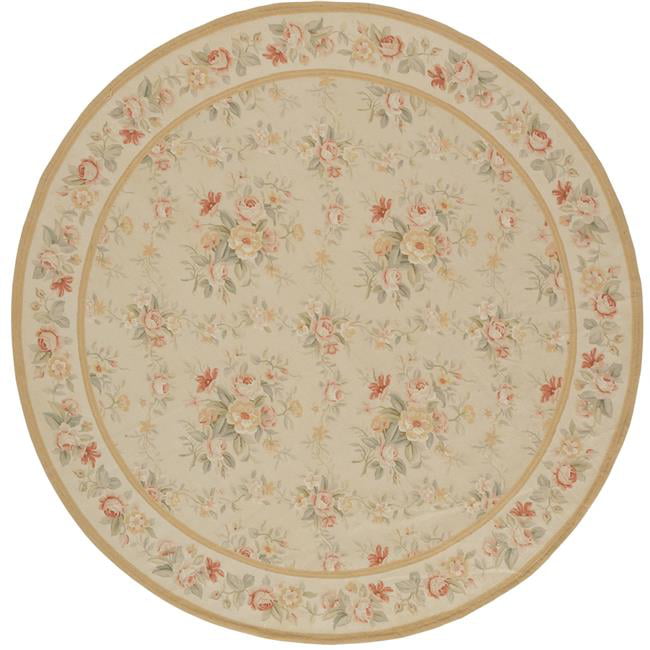 6 x 6 ft. Niort Flat Woven Round Area Rug - Cream & Cream